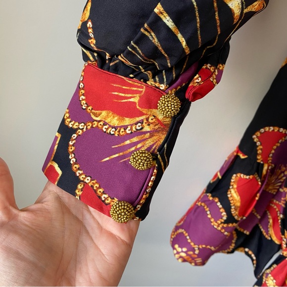 Farm Rio Shiny Chita Mini Dress Black Combo S - Picture 7 of 9